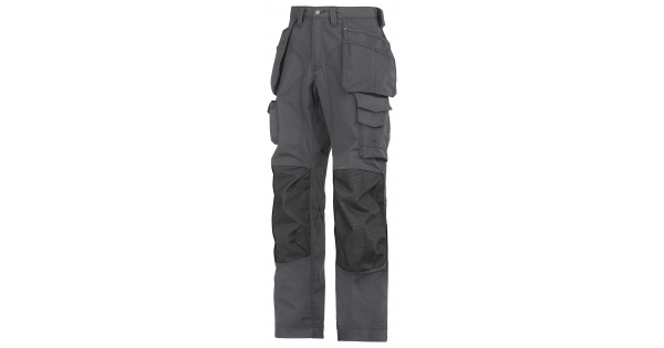 Rip-Stop GREY Snickers 3223 Floorlayer Holster Pocket Knee Pad Trousers 